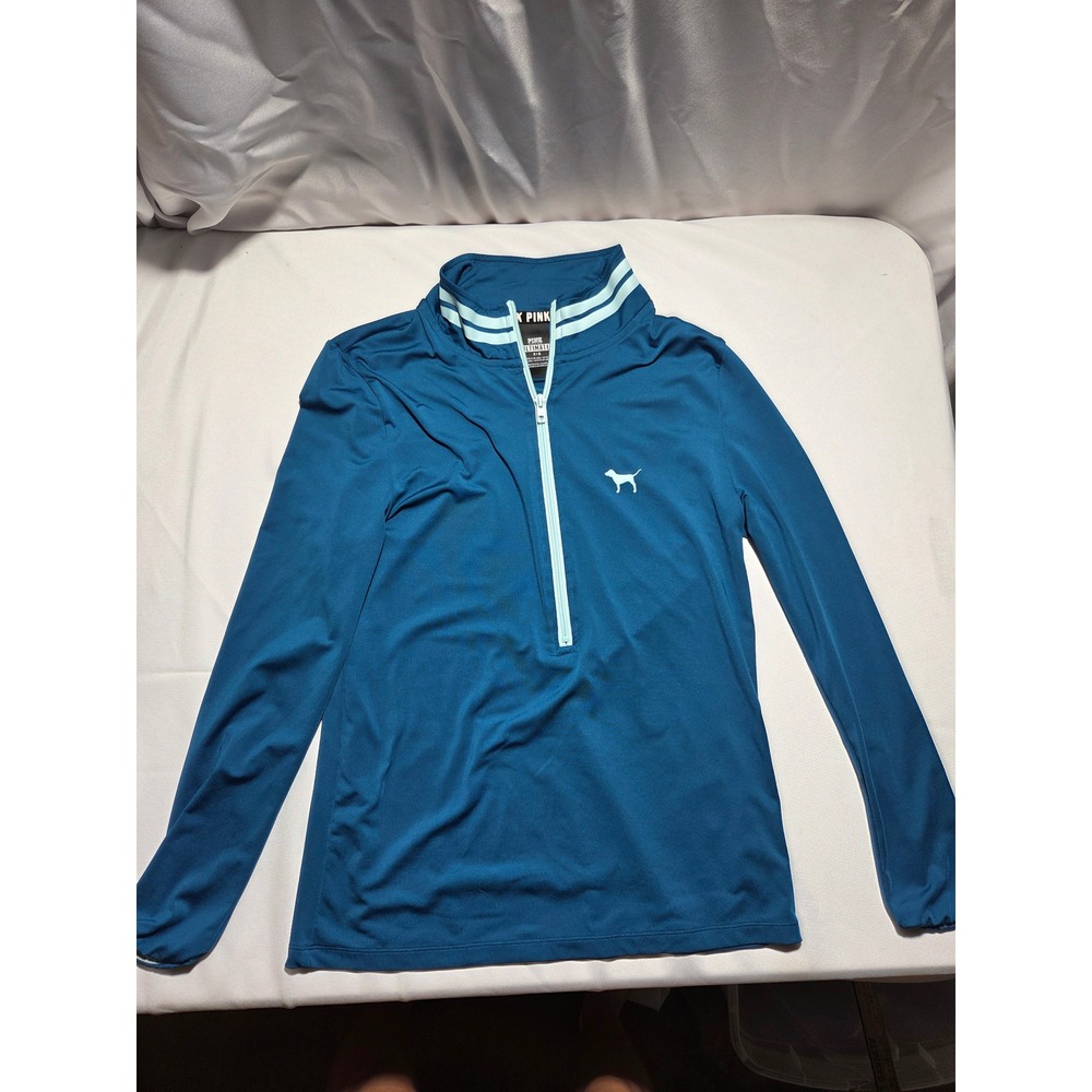 Pink‎ Victoria's Secret Ultimate Quarter Zip Pullover Teal Blue Women Medium